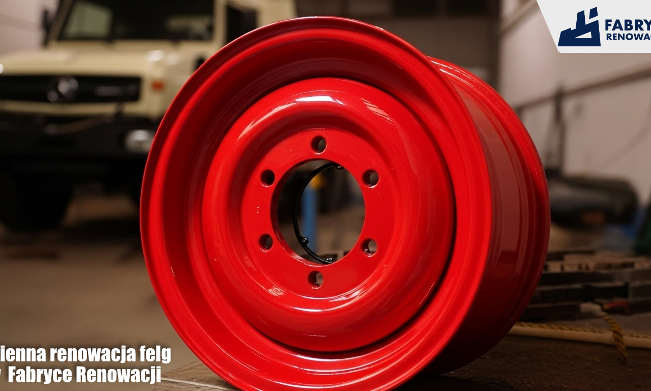 Renowacja felg 20 calowych do klasycznego Mercedes Unimog – śrutowanie i lakierowanie proszkowe RAL 3020